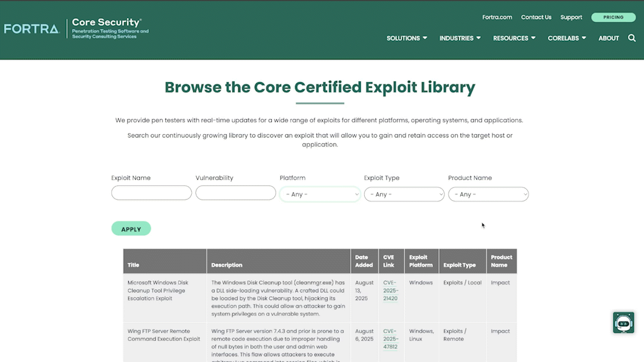 Core Certified Exploits library